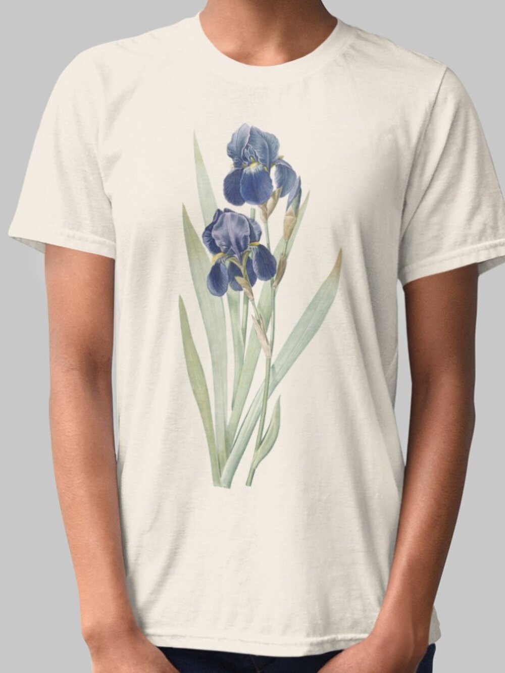 German Iris Vintage Floral Print Short Sleeve Graphic Tee T-shirt S-XXL
